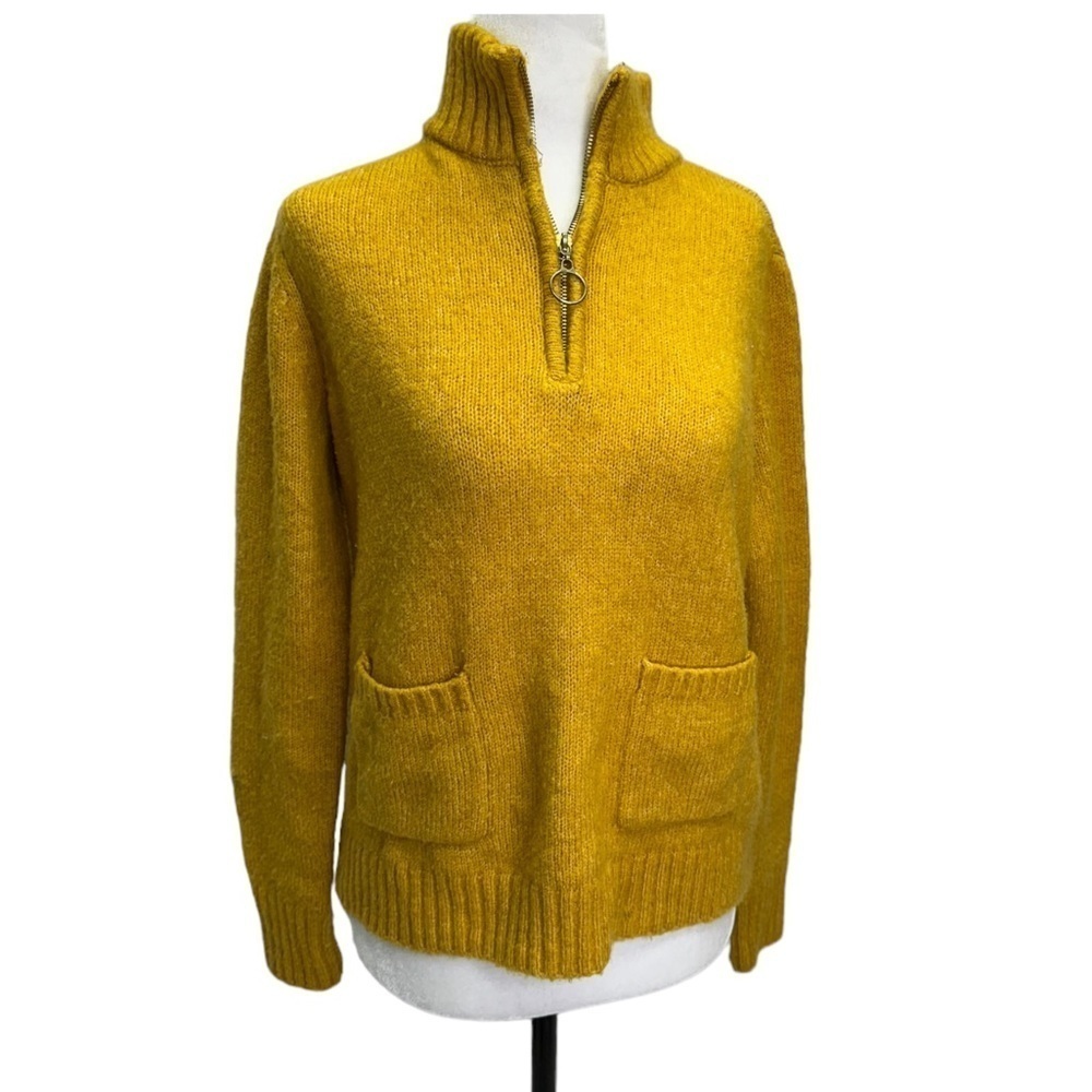 Marled Reunited  Mustard Yellow Henley Pullover Sweater Size S